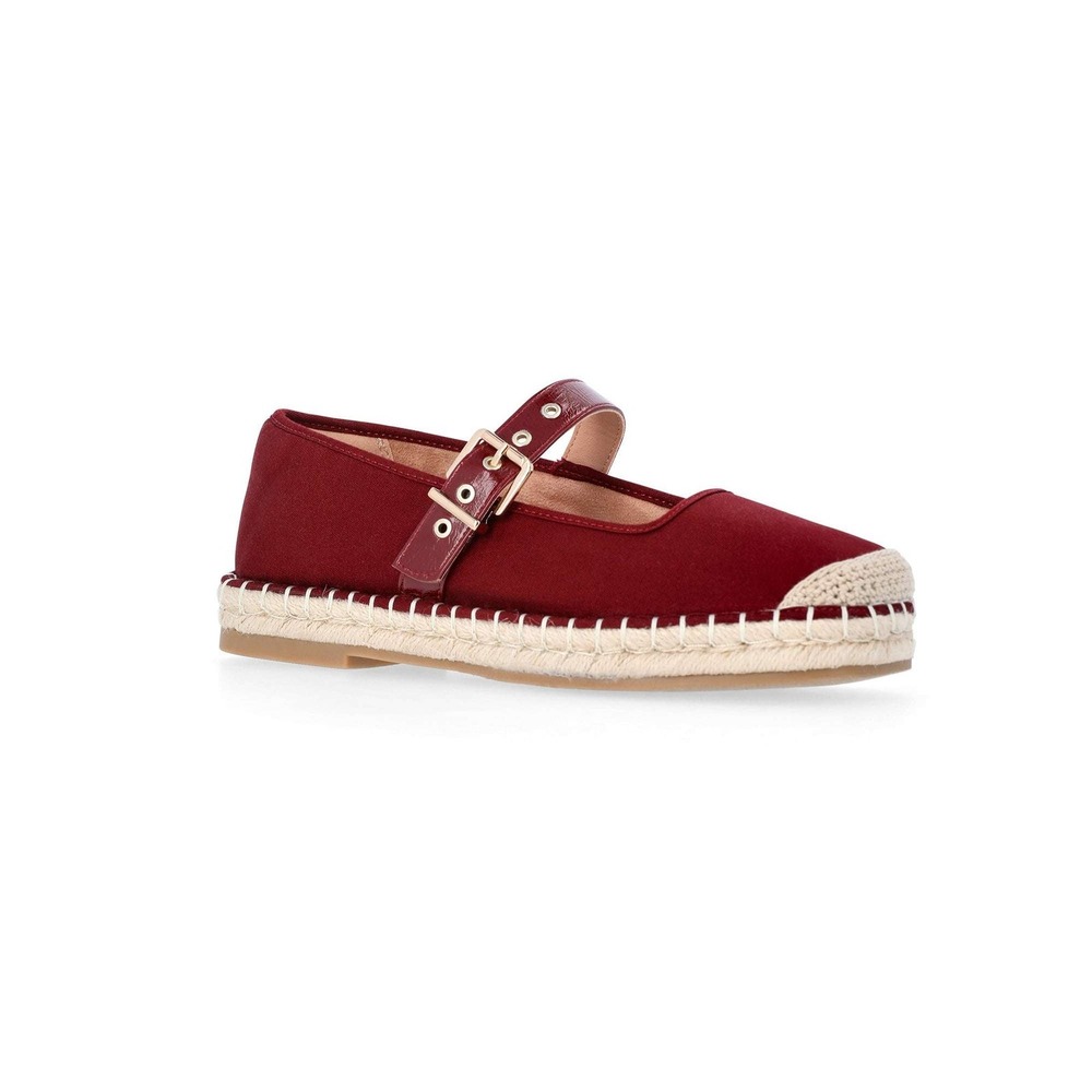 Time and Tru Mary Jane Espadrille Women Shoes Burgundy Canvas Square Toe 7.5 NEW - Picture 2 of 5